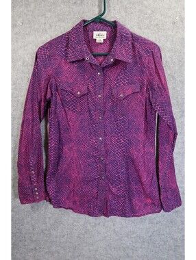 Ariat Snap Front Western Shirt Womens M Multicolor Cowgirl Purple Long Sleeve